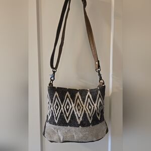 Myra Bag Shoulder Crossbody Black and Gray Women's Bag